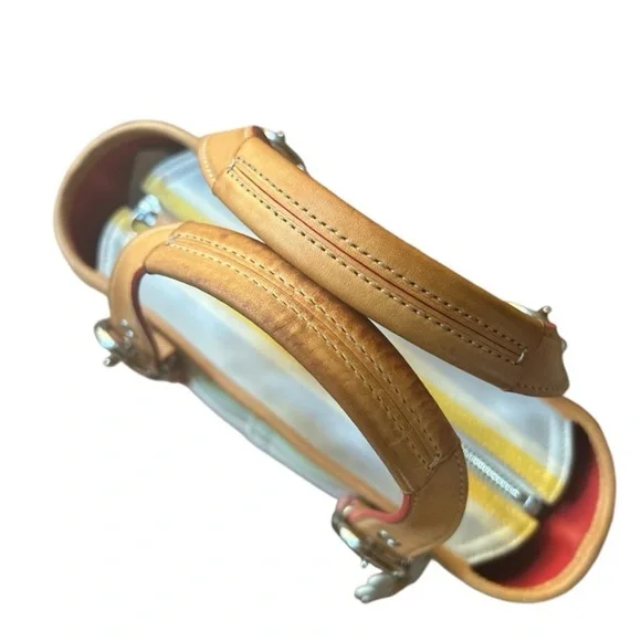 COACH Hampton Daisy Stripe Vachetta Leather & Canvas Mini Tote EUC - Picture 12 of 12